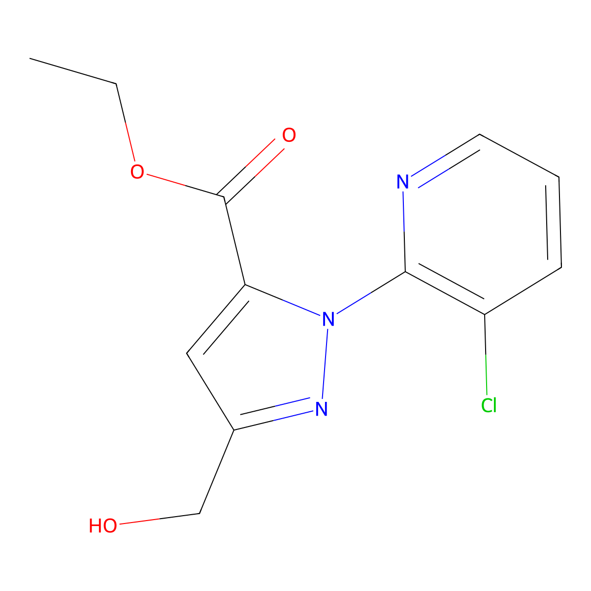 Ethyl 1-(3-chloropyridin-2-yl)-3-(hydroxymethyl)-1H-pyrazole-5-carboxylate molecular structure, CAS 1312305-42-2