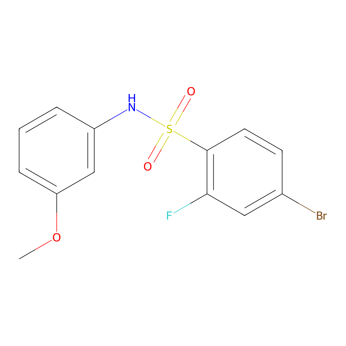 4-bromo-2-fluoro-N-(3-methoxyphenyl)benzenesulfonamide molecular structure, CAS 1312305-74-0