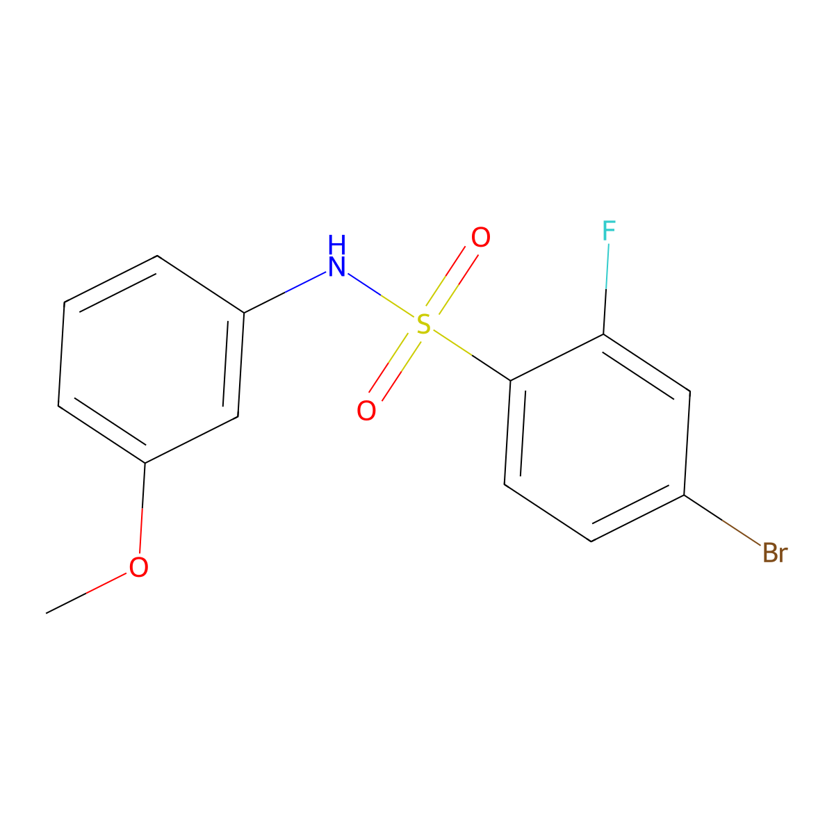4-bromo-2-fluoro-N-(3-methoxyphenyl)benzenesulfonamide molecular structure, CAS 1312305-74-0