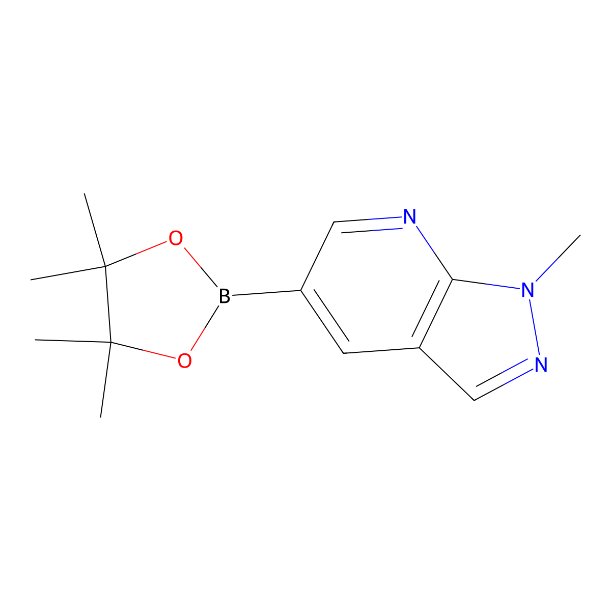 1-Methyl-5-(4,4,5,5-tetramethyl-1,3,2-dioxaborolan-2-yl)-1H-pyrazolo[3,4-b]pyridine molecular structure, CAS 1312312-78-9