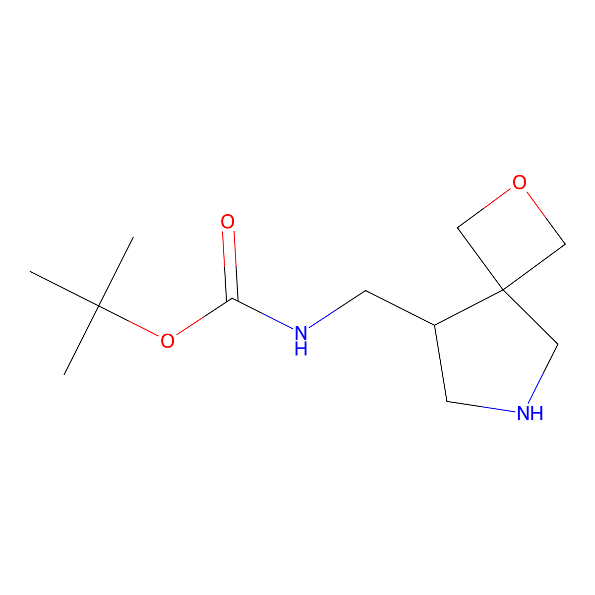 (2-Oxa-6-aza-spiro[3.4]oct-8-ylmethyl)-carbamic acid tert-butyl ester molecular structure, CAS 1312325-17-9