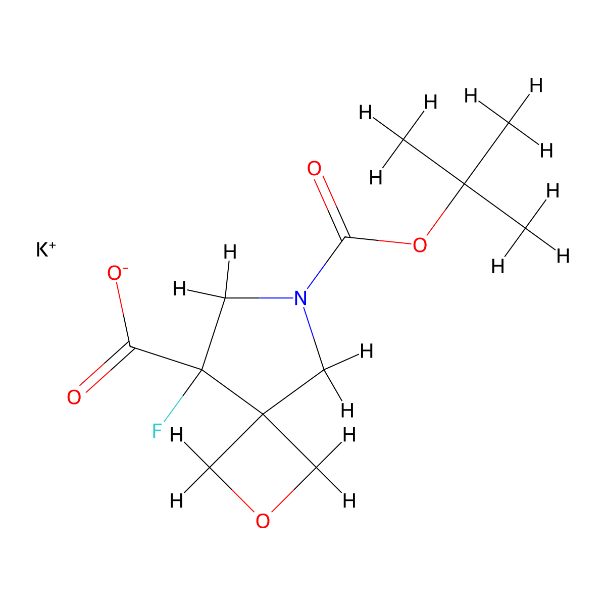 Potassium 6-(tert-butoxycarbonyl)-8-fluoro-2-oxa-6-azaspiro[3.4]octane-8-carboxylate molecular structure, CAS 1312325-29-3