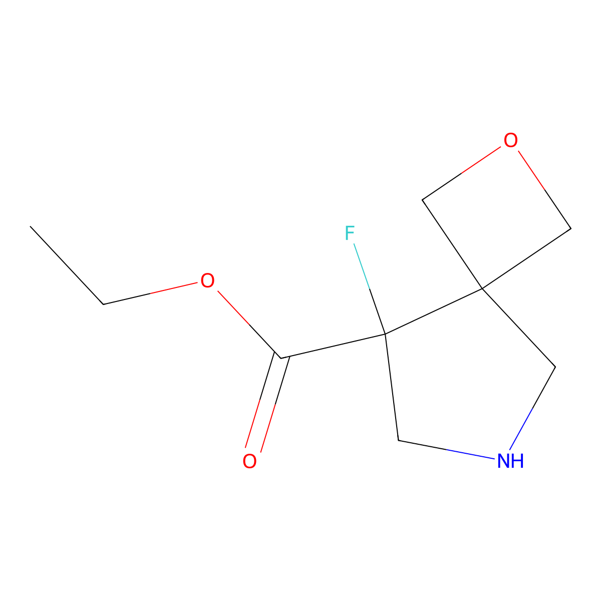 Ethyl 8-fluoro-2-oxa-6-azaspiro[3.4]octane-8-carboxylate molecular structure, CAS 1312325-32-8