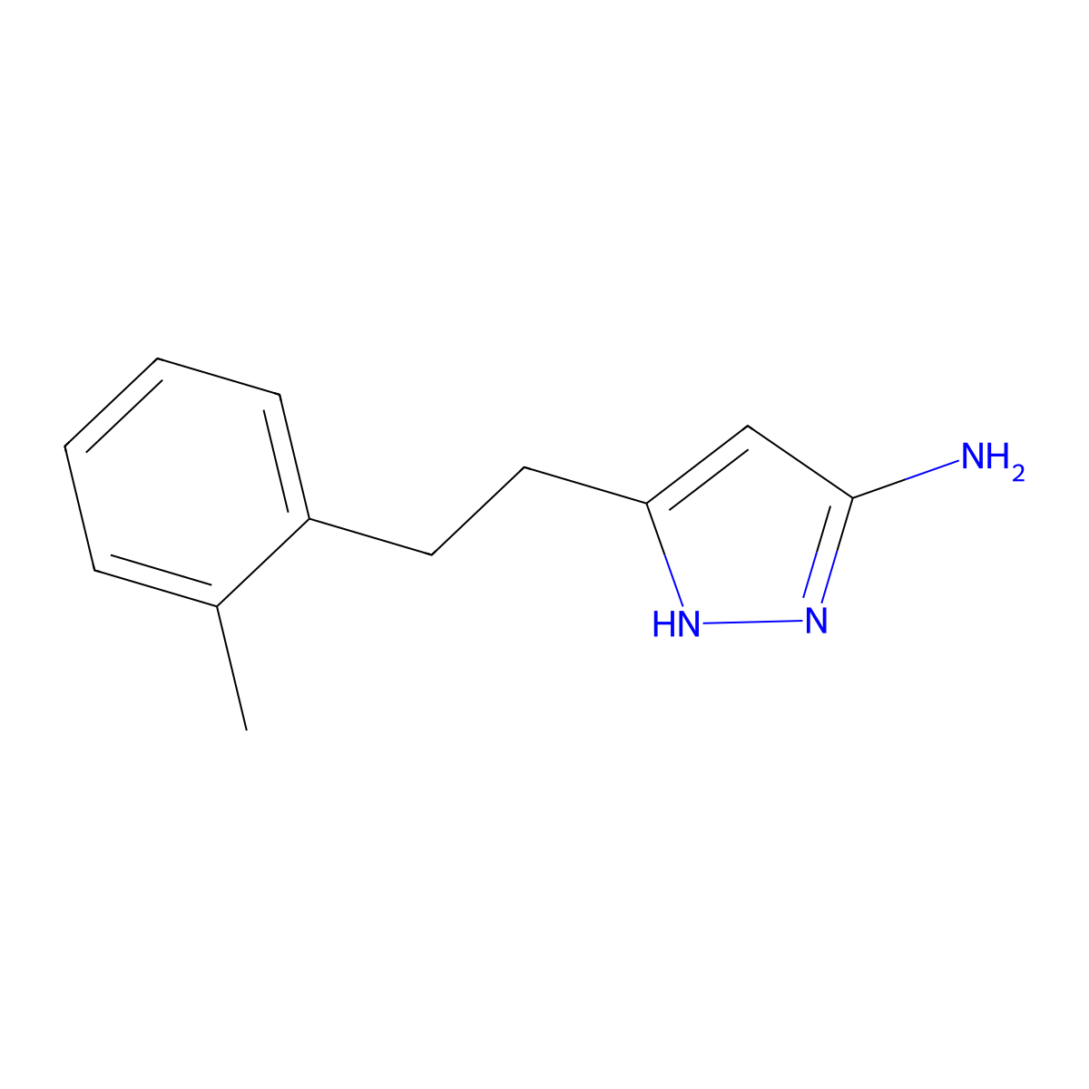 3-[2-(2-methylphenyl)ethyl]-1H-pyrazol-5-amine molecular structure, CAS 1312343-74-0