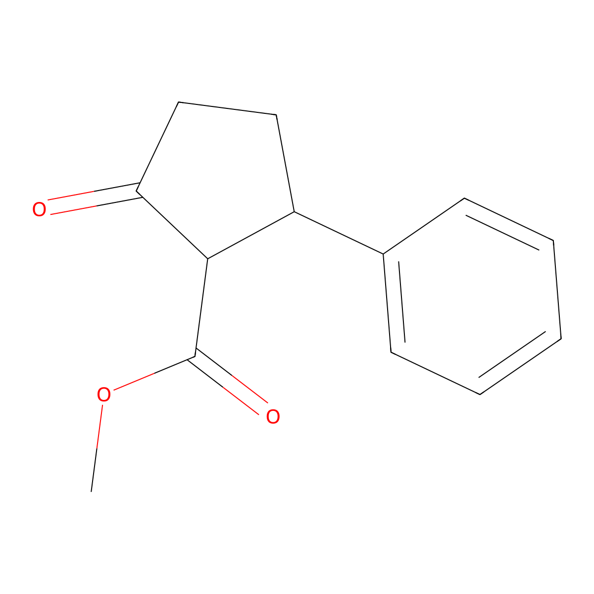 methyl (1R,5S)-2-oxo-5-phenyl-cyclopentanecarboxylate molecular structure, CAS 131235-65-9