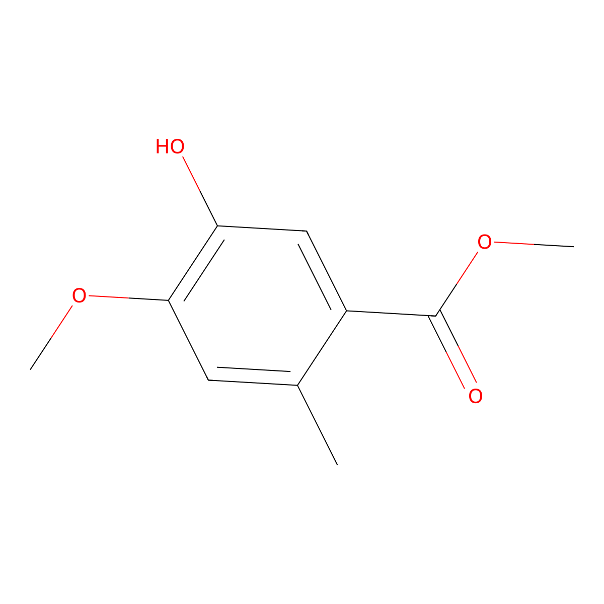Methyl 5-hydroxy-4-methoxy-2-methylbenzoate molecular structure, CAS 131236-68-5