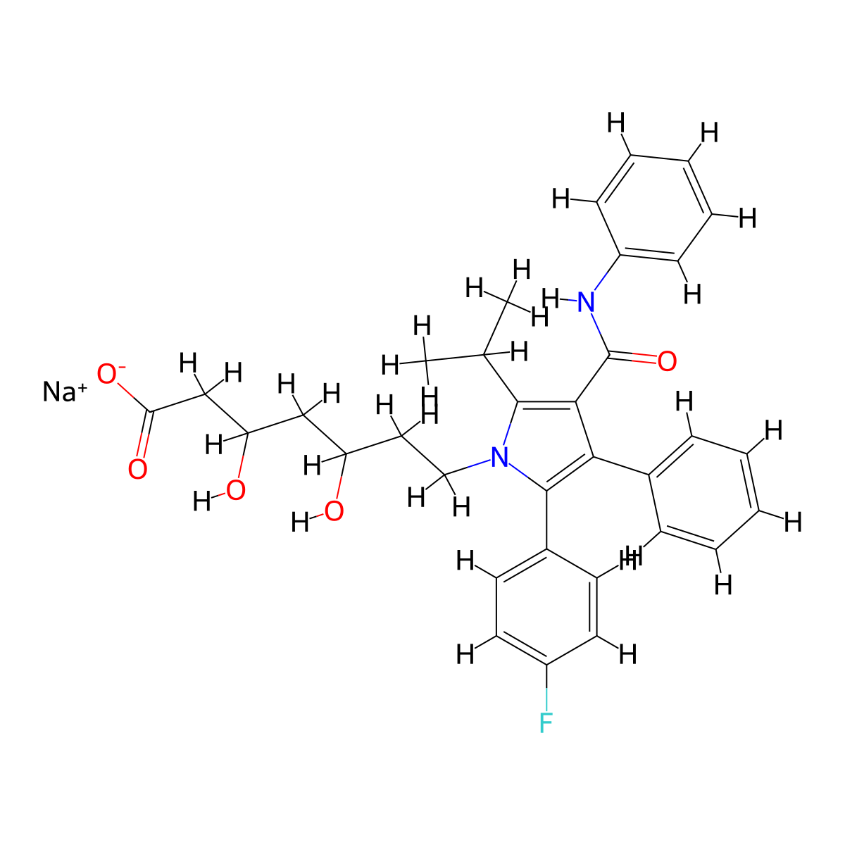 Atorvastatin Sodium Salt (Mixture of Diastereomers) molecular structure, CAS 1312366-77-0