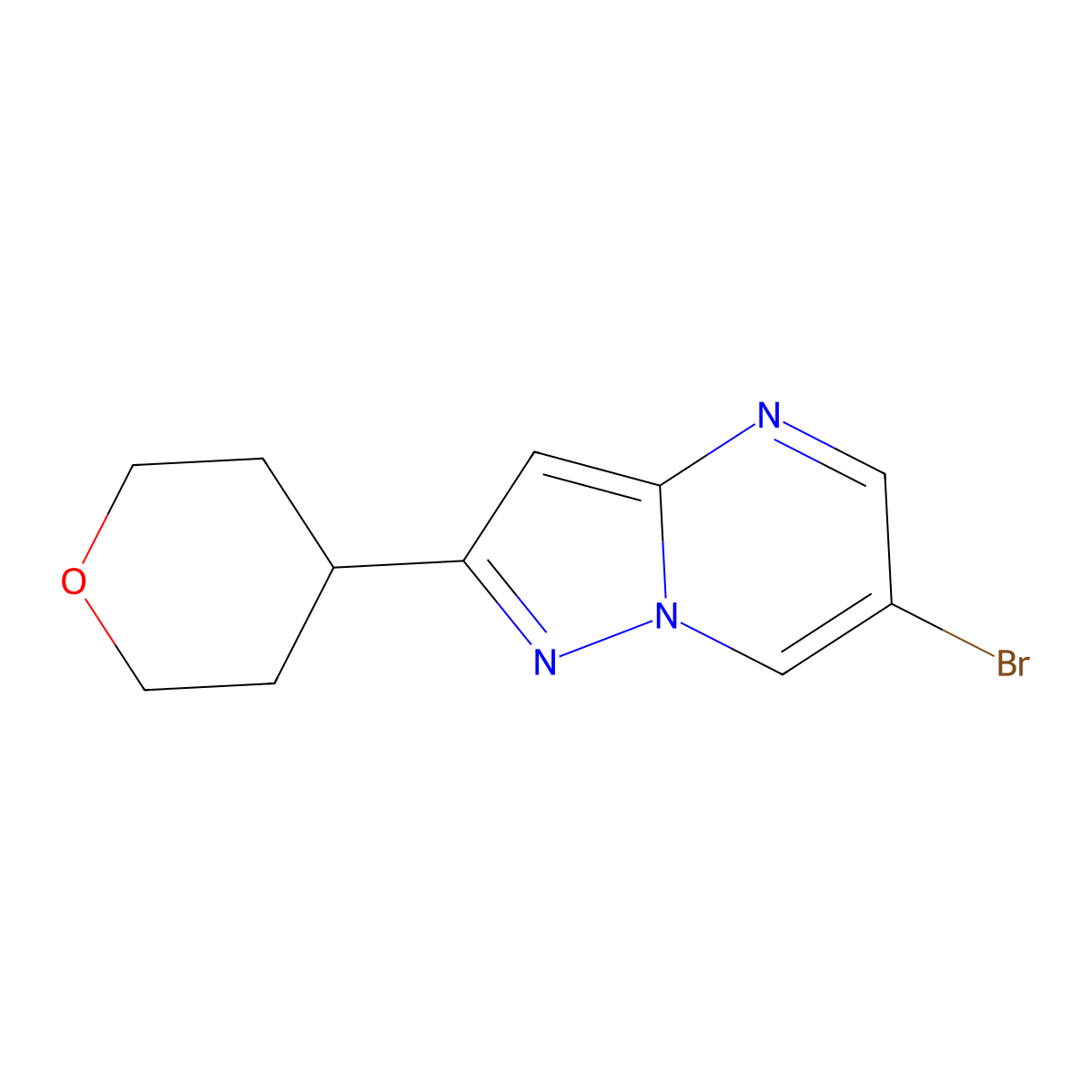 6-Bromo-2-(tetrahydro-2H-pyran-4-YL)pyrazolo[1,5-A]pyrimidine molecular structure, CAS 1312413-74-3
