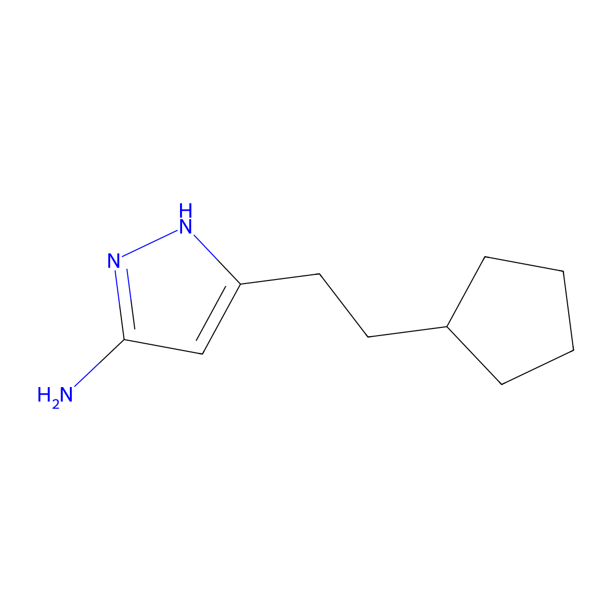5-(2-cyclopentylethyl)-1H-pyrazol-3-amine molecular structure, CAS 1312439-12-5