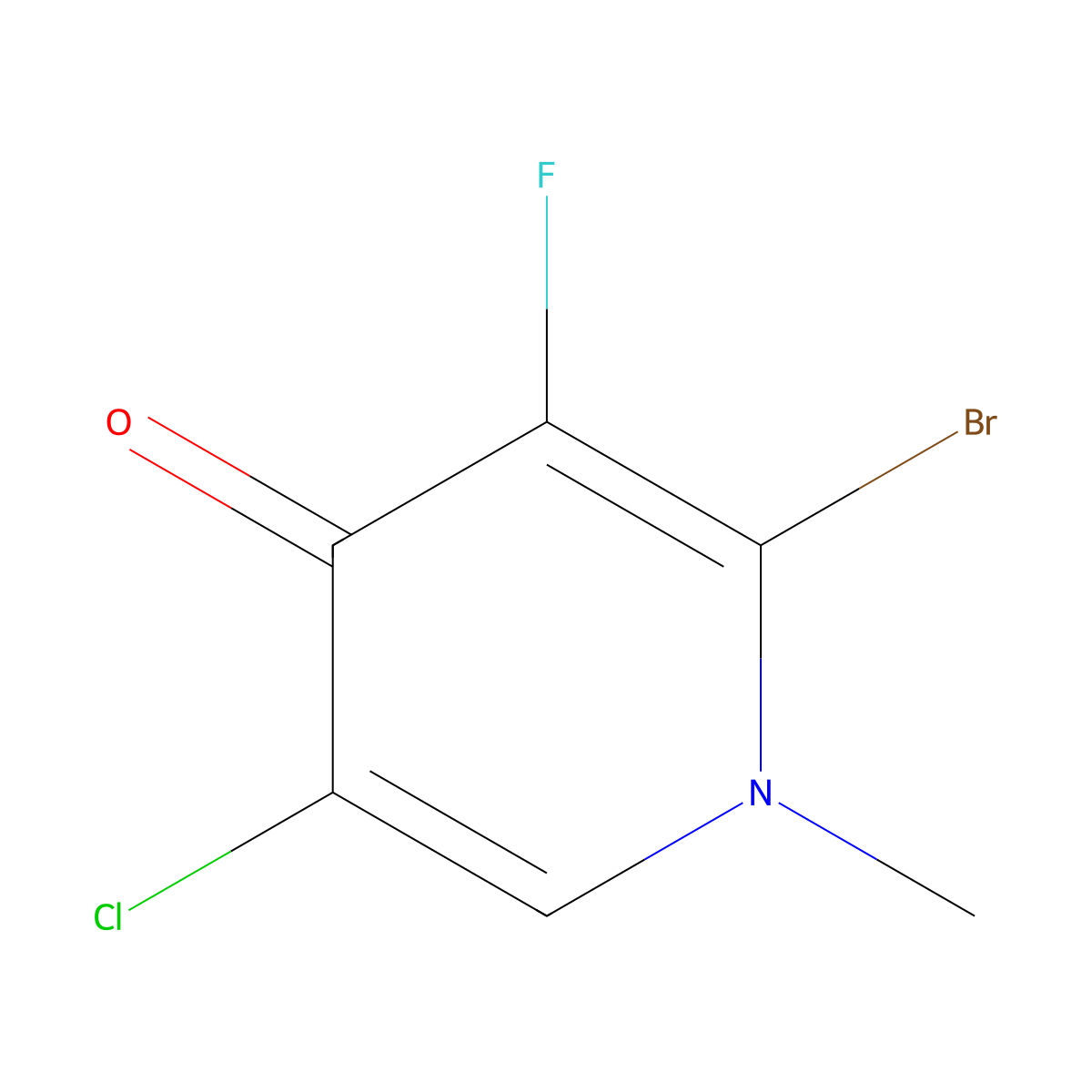 2-Bromo-5-chloro-3-fluoro-1-methylpyridin-4(1H)-one molecular structure, CAS 1312440-88-2