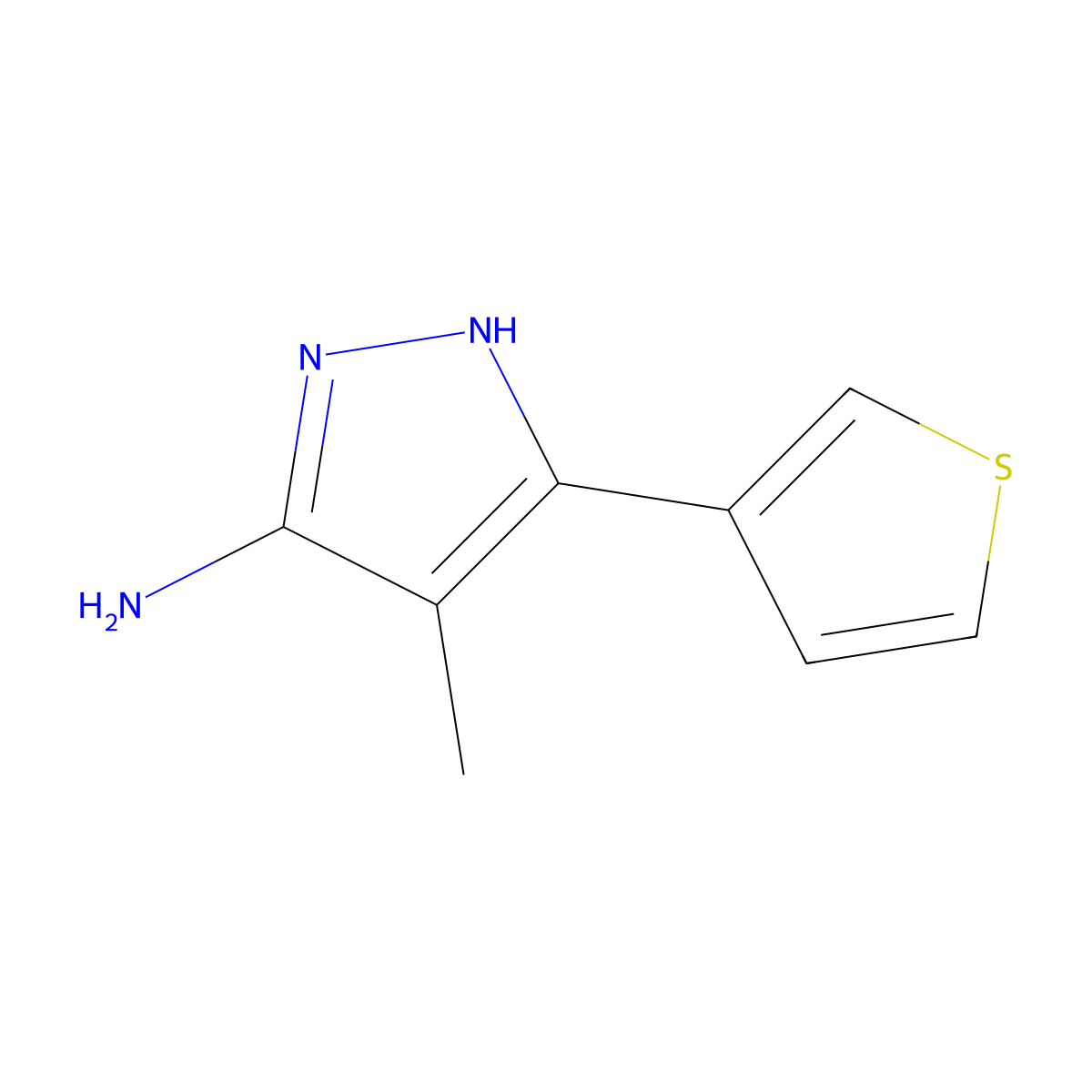 4-Methyl-3-(thiophen-3-YL)-1H-pyrazol-5-amine molecular structure, CAS 1312443-95-0