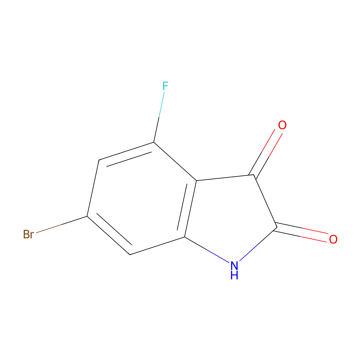 6-bromo-4-fluoro-2,3-dihydro-1H-indole-2,3-dione molecular structure, CAS 1312454-85-5