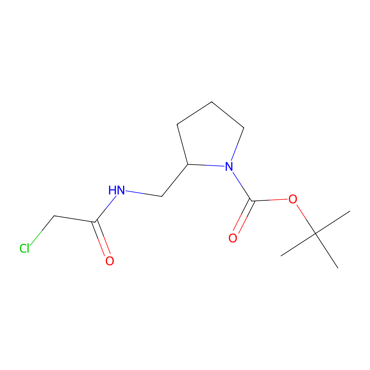 tert-Butyl 2-((2-chloroacetamido)methyl)pyrrolidine-1-carboxylate molecular structure, CAS 1312455-25-6