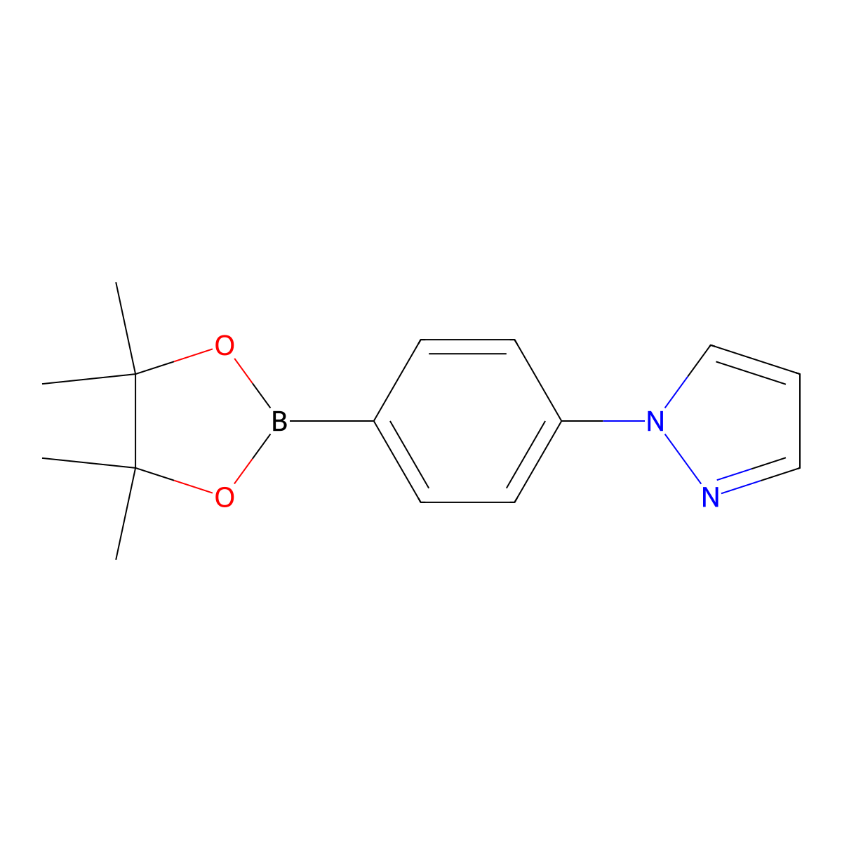 1-(4-(tetramethyl-1,3,2-dioxaborolan-2-yl)phenyl)-1H-pyrazole molecular structure, CAS 1312478-63-9