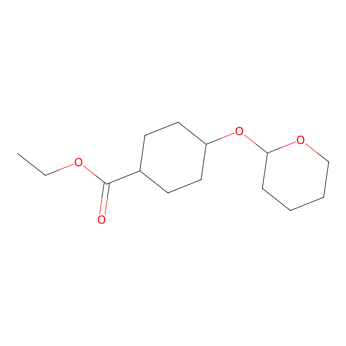 Cyclohexanecarboxylic acid, 4-[(tetrahydro-2H-pyran-2-yl)oxy]-, ethyl ester molecular structure, CAS 1312478-77-5