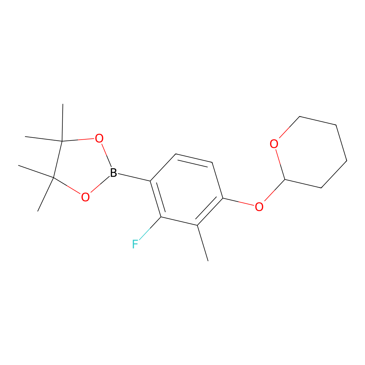 2-[3-fluoro-2-methyl-4-(4,4,5,5-tetramethyl-1,3,2-dioxaborolan-2-yl)phenoxy]tetrahydro-2H-pyran molecular structure, CAS 1312478-93-5
