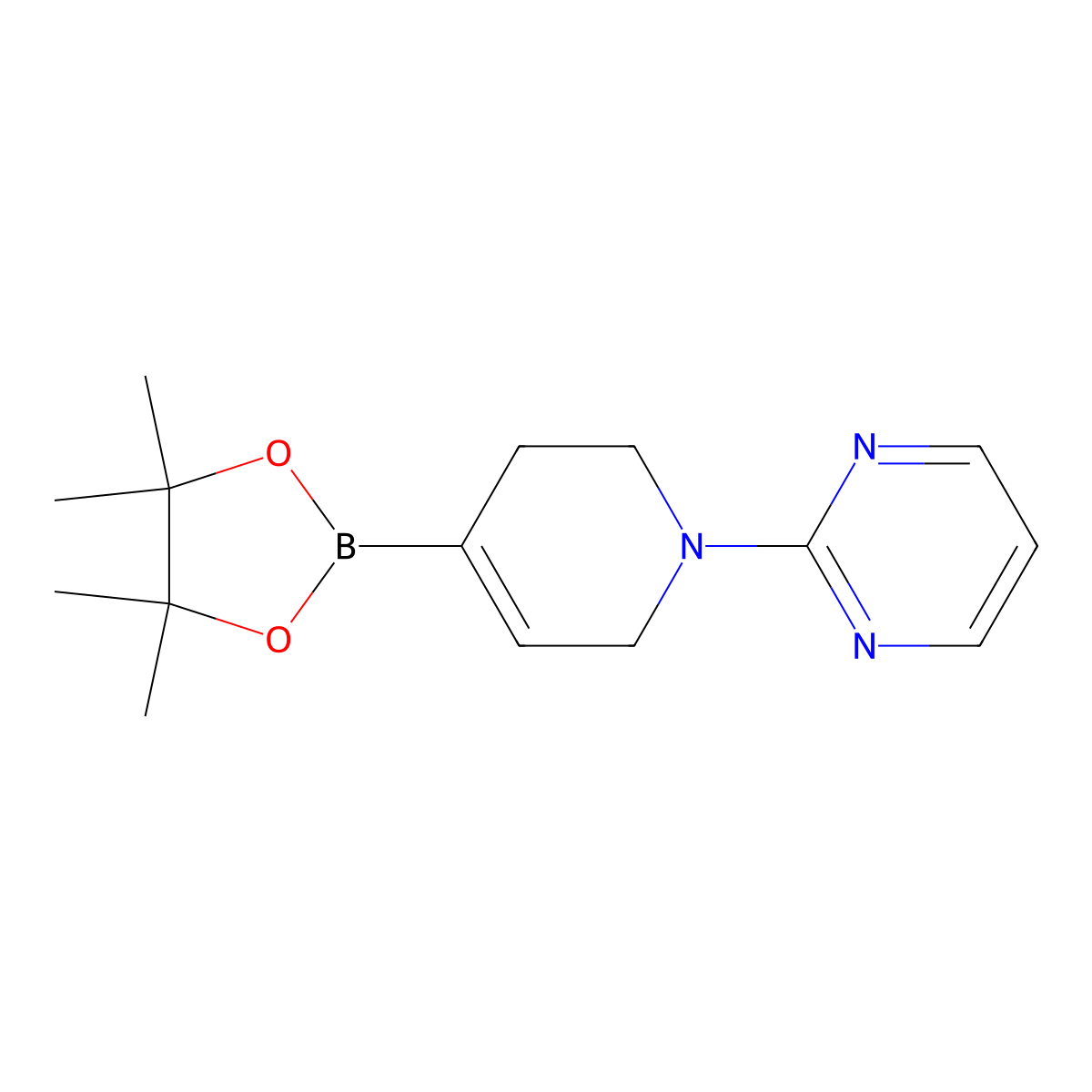 2-(4-(4,4,5,5-tetramethyl-1,3,2-dioxaborolan-2-yl)-5,6-dihydropyridin-1(2H)-yl)pyrimidine molecular structure, CAS 1312479-75-6