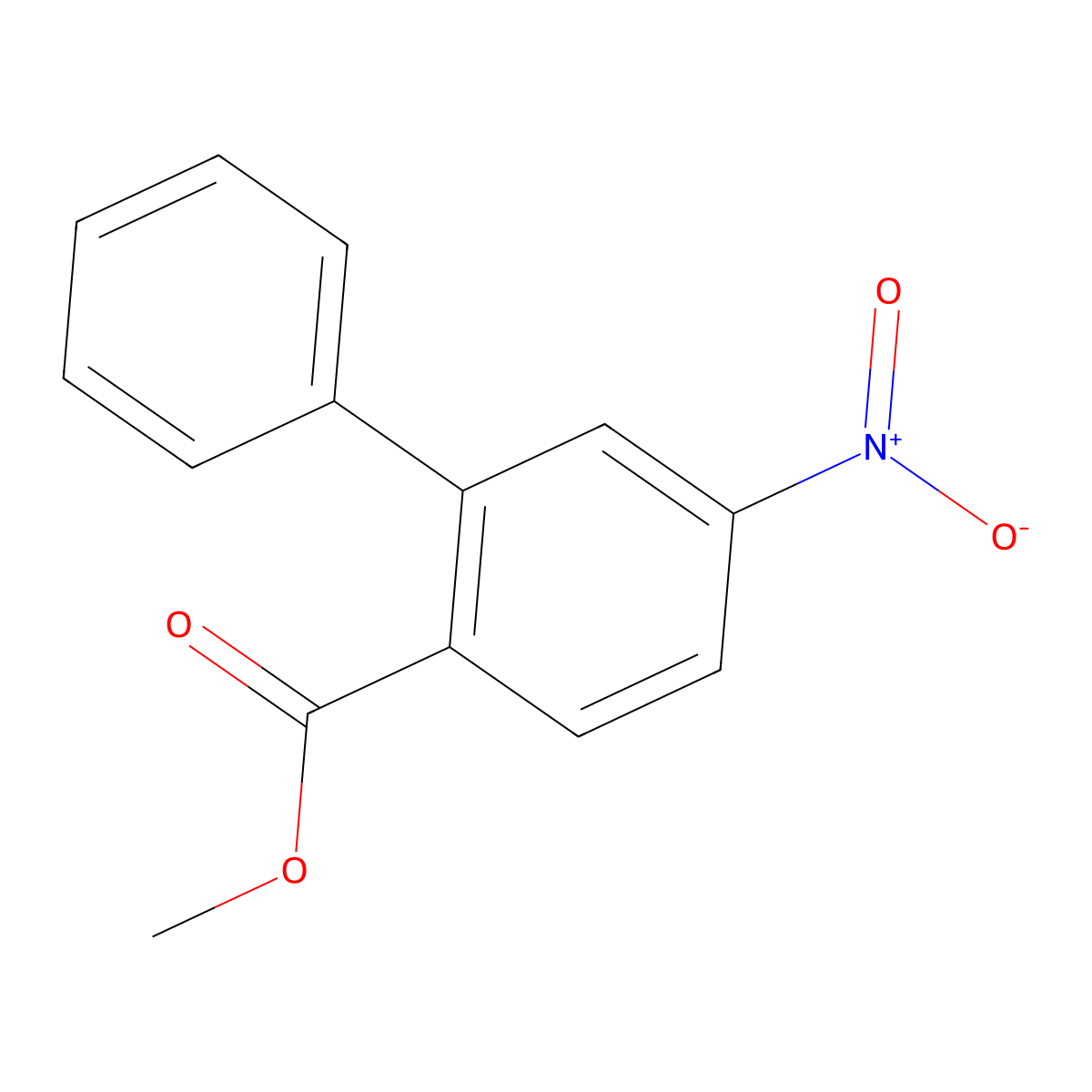 Methyl 5-nitrobiphenyl-2-carboxylate molecular structure, CAS 131249-78-0