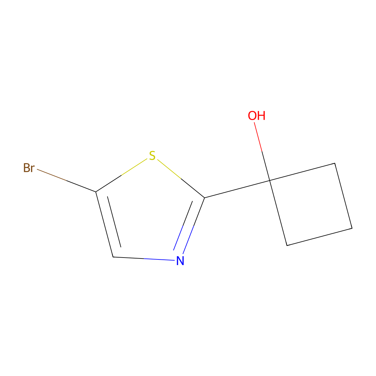 1-(5-Bromothiazol-2-yl)cyclobutanol molecular structure, CAS 1312534-98-7