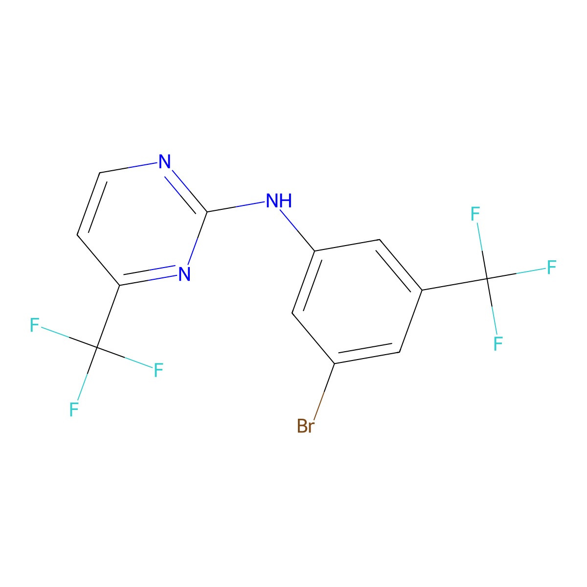 N-[3-bromo-5-(trifluoromethyl)phenyl]-4-(trifluoromethyl)pyrimidin-2-amine molecular structure, CAS 1312535-13-9