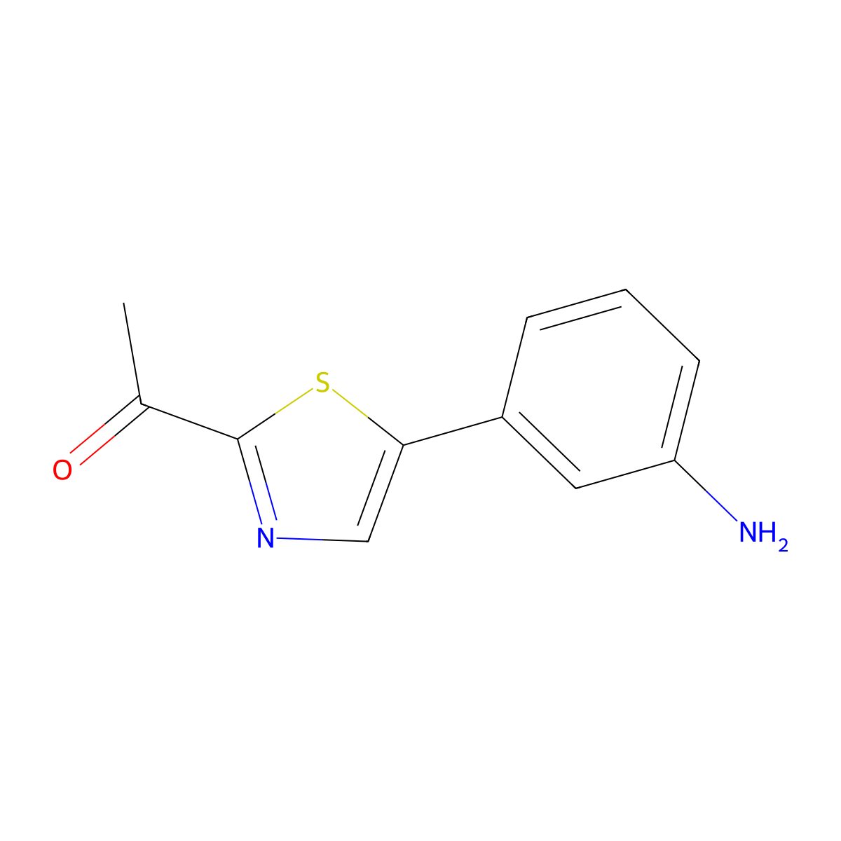 1-[5-(3-Aminophenyl)-1,3-thiazol-2-yl]ethanone molecular structure, CAS 1312535-31-1