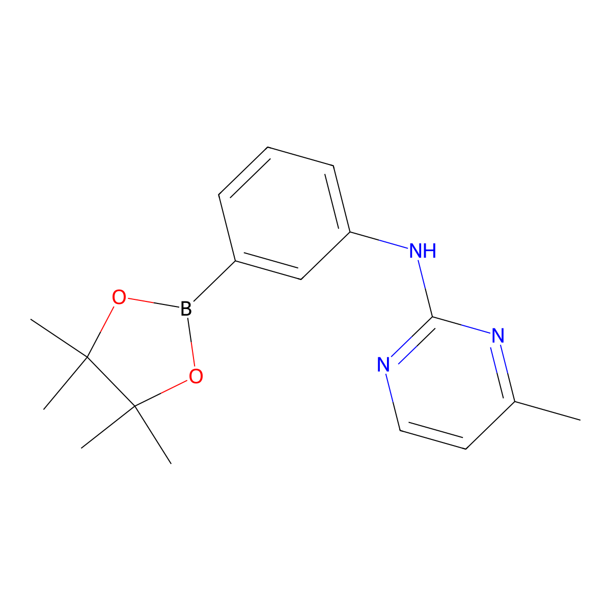 4-methyl-N-(3-(4,4,5,5-tetramethyl-1,3,2-dioxaborolan-2-yl)phenyl)pyrimidin-2-amine molecular structure, CAS 1312535-39-9