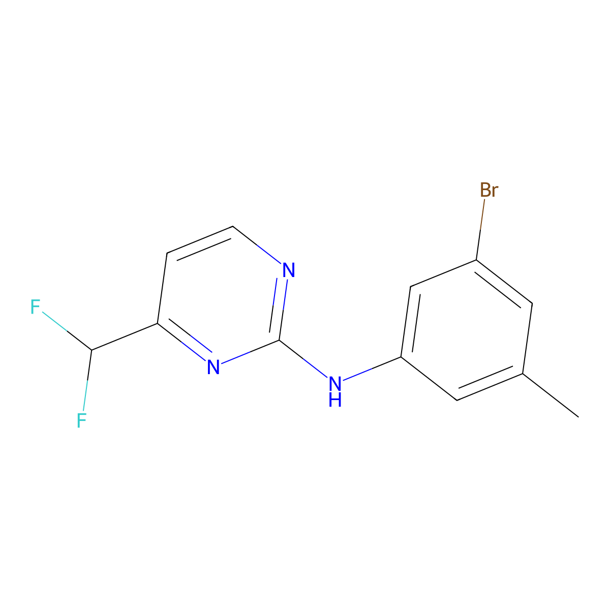 N-(3-bromo-5-methylphenyl)-4-(difluoromethyl)pyrimidin-2-amine molecular structure, CAS 1312535-50-4