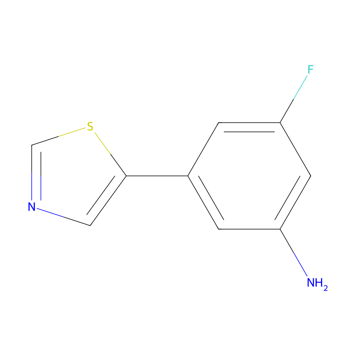 3-Fluoro-5-(1,3-thiazol-5-yl)aniline molecular structure, CAS 1312535-73-1