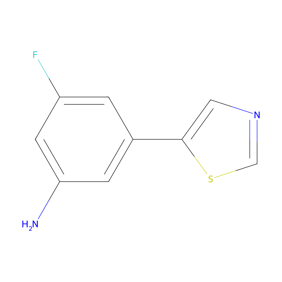 3-Fluoro-5-(1,3-thiazol-5-yl)aniline molecular structure, CAS 1312535-73-1