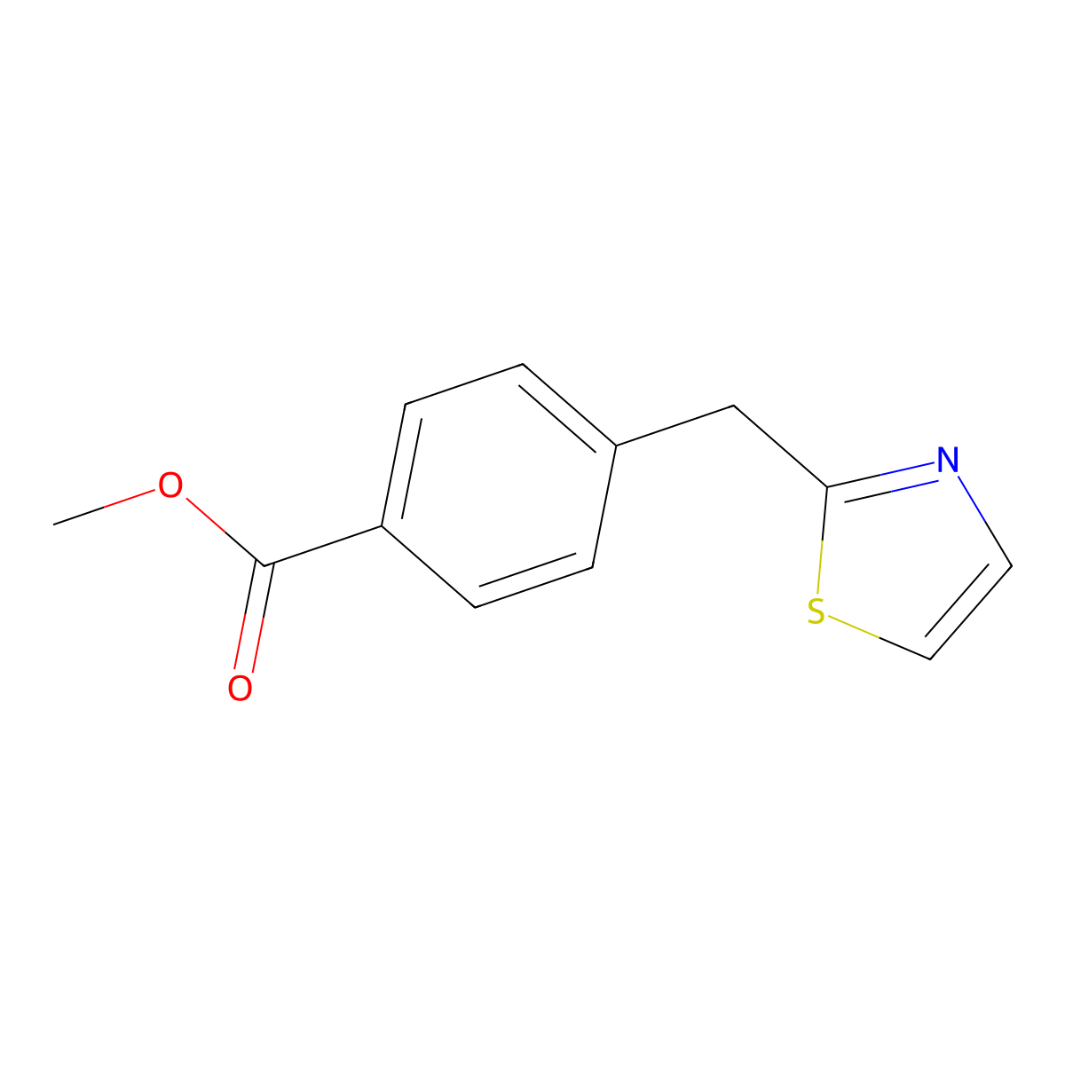 Methyl 4-(thiazol-2-ylmethyl)benzoate molecular structure, CAS 1312536-22-3