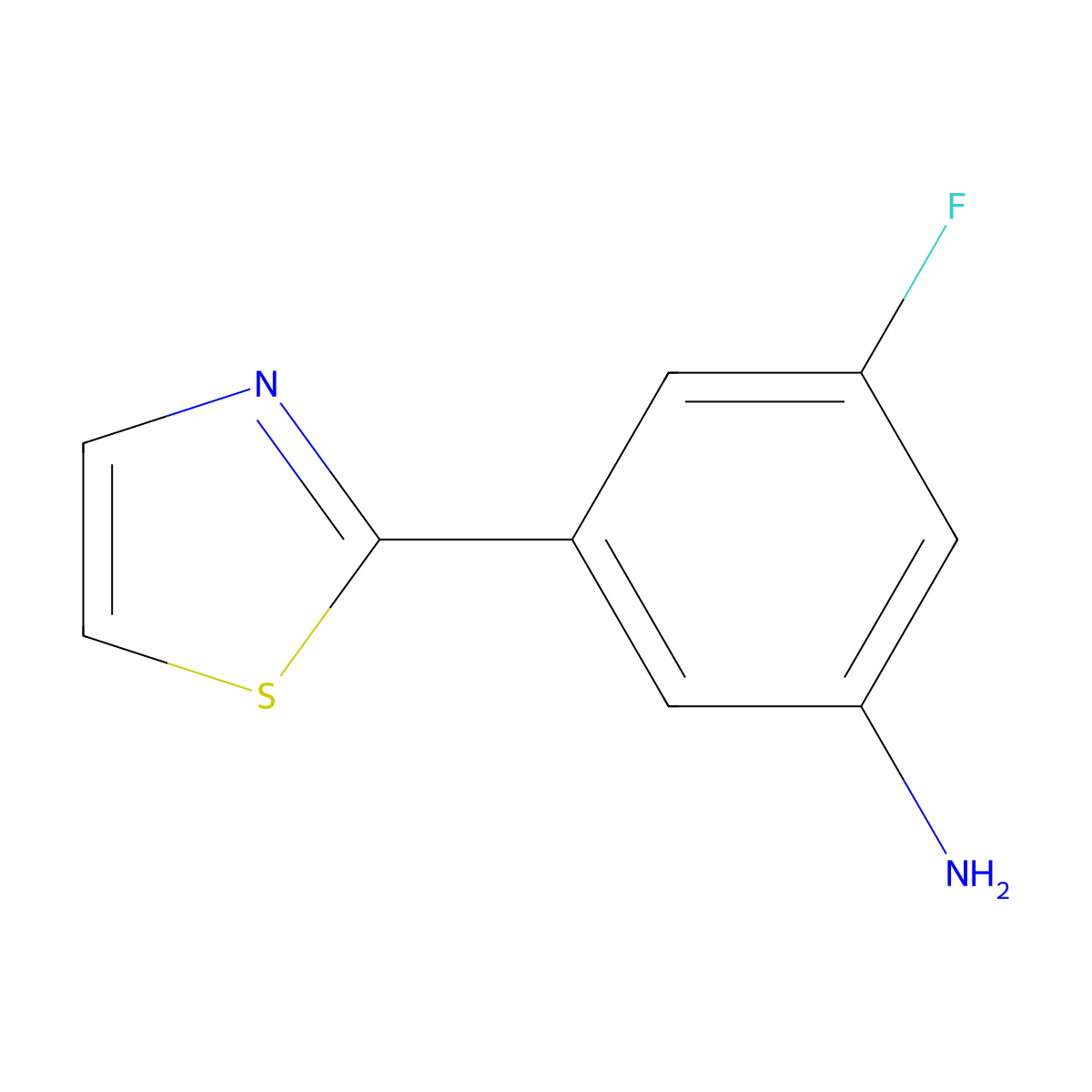 3-Fluoro-5-(1,3-thiazol-2-yl)aniline molecular structure, CAS 1312537-24-8