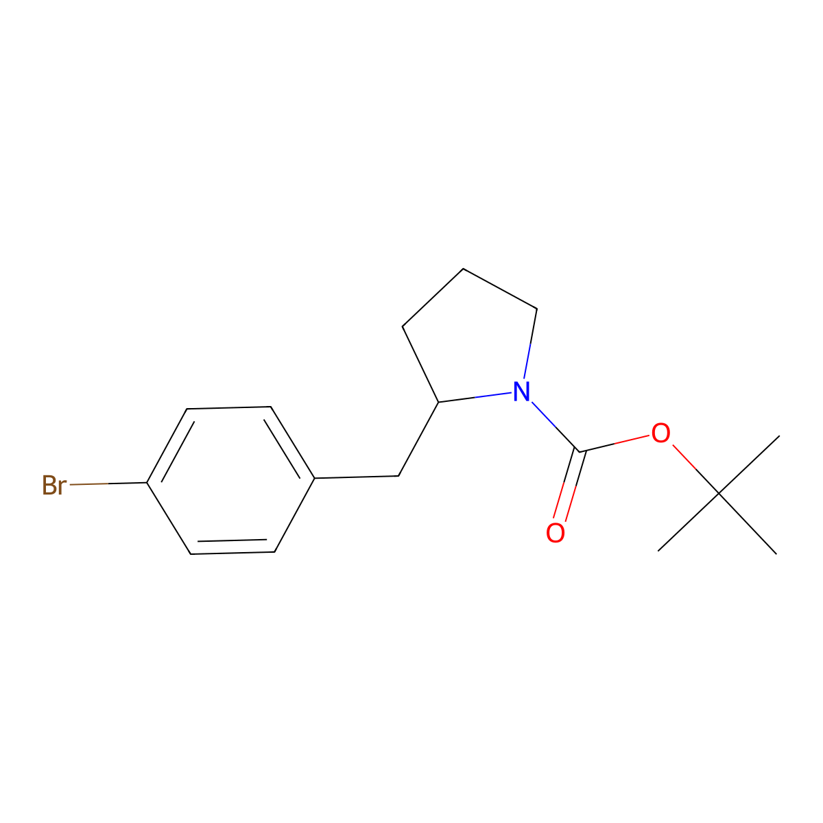 Tert-butyl 2-[(4-bromophenyl)methyl]pyrrolidine-1-carboxylate molecular structure, CAS 1312565-66-4