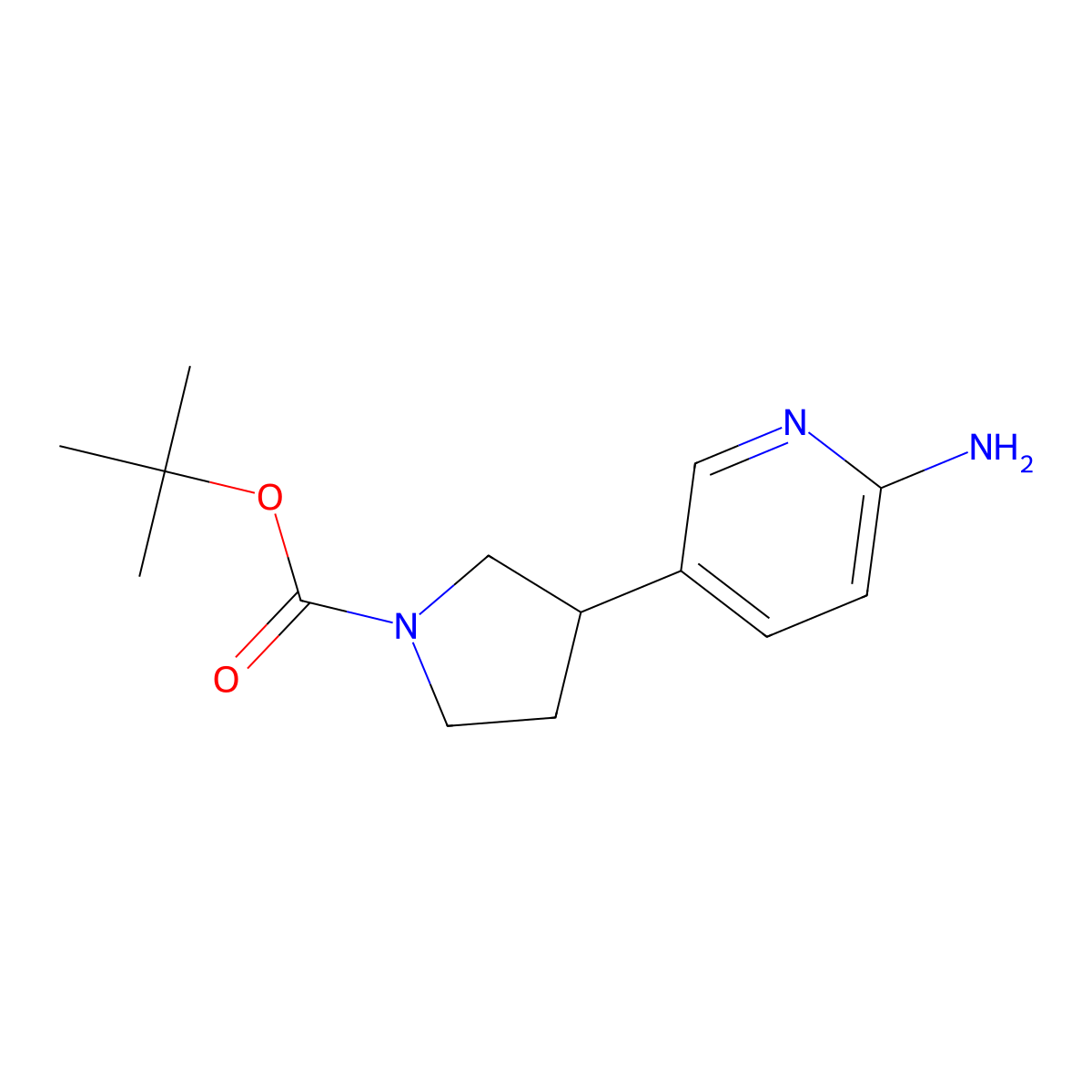 Tert-butyl 3-(6-aminopyridin-3-yl)pyrrolidine-1-carboxylate molecular structure, CAS 1312565-90-4