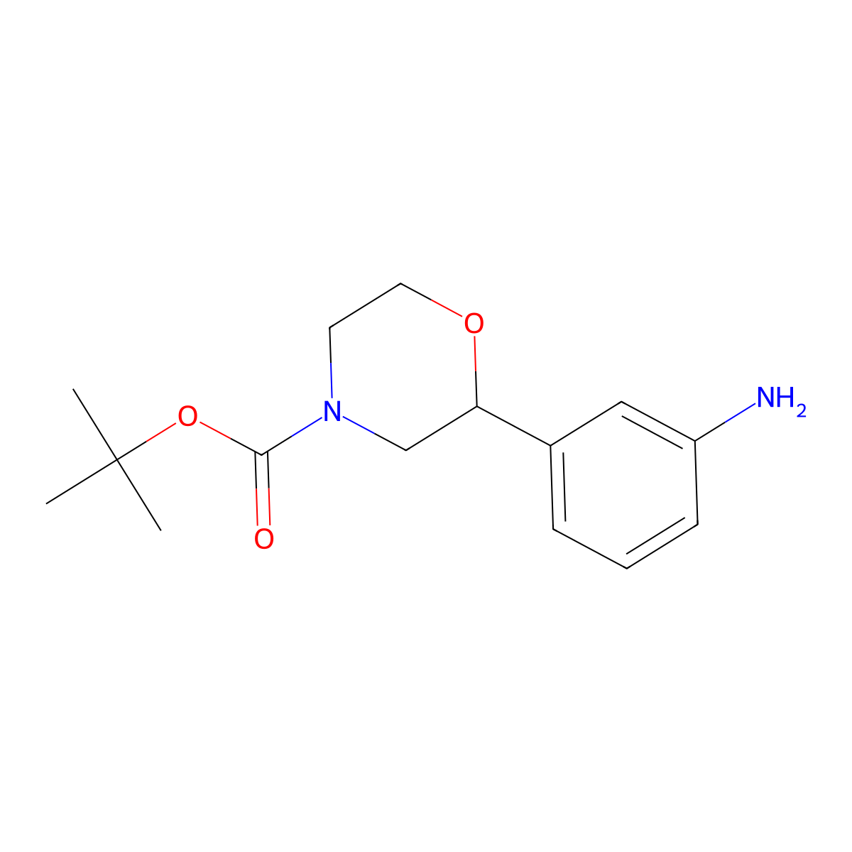 Tert-butyl 2-(3-aminophenyl)morpholine-4-carboxylate molecular structure, CAS 1312566-26-9