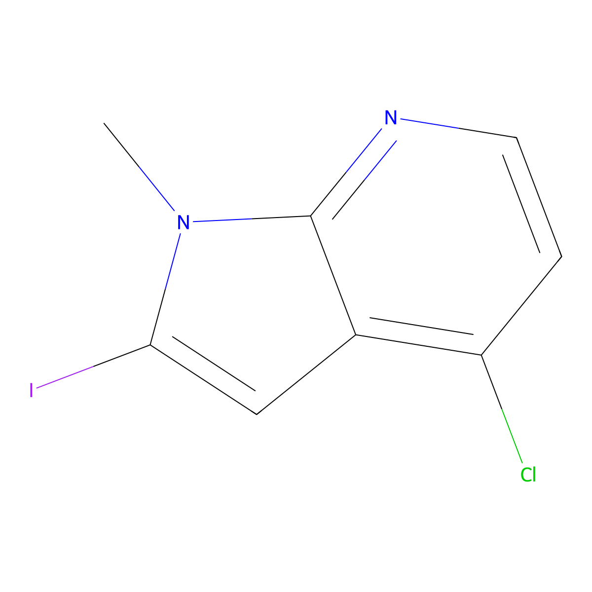 4-chloro-2-iodo-1-methyl-1H-pyrrolo[2,3-b]pyridine molecular structure, CAS 1312581-09-1