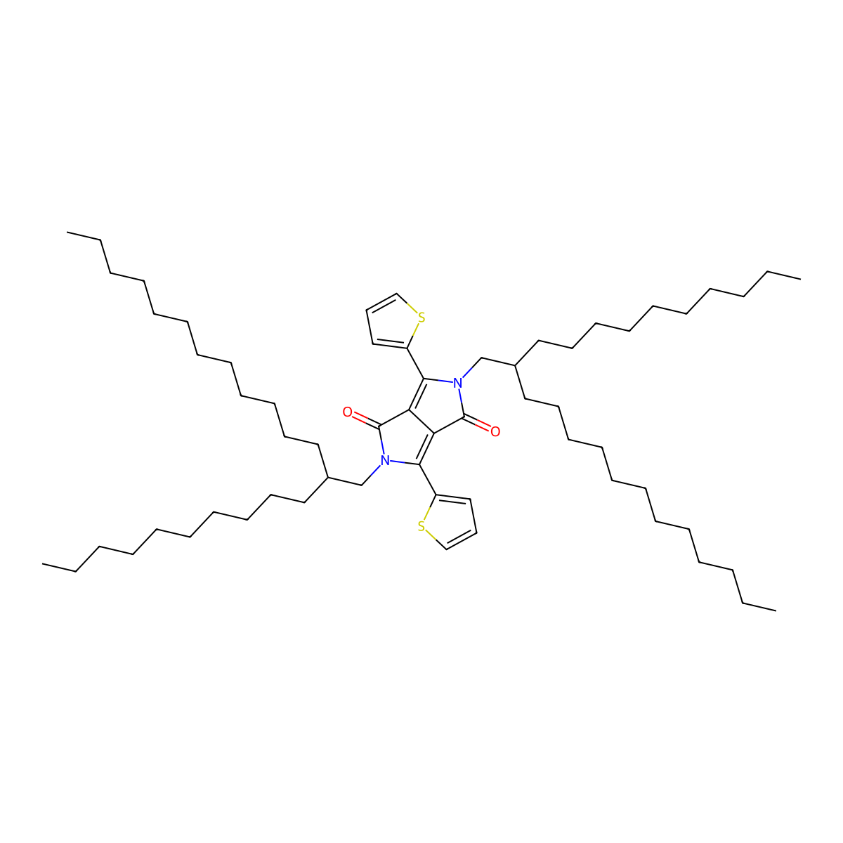 2,5-Bis(2-decyltetradecyl)-3,6-di(thien-2-yl)pyrrolo[3,4-c]pyrrole-1,4(2H,5H)-dione molecular structure, CAS 1312588-15-0