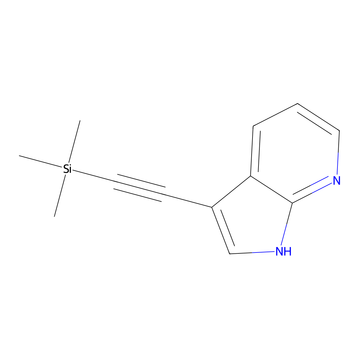 3-((trimethylsilyl)ethynyl)-1H-pyrrolo[2,3-b]pyridine molecular structure, CAS 1312592-20-3