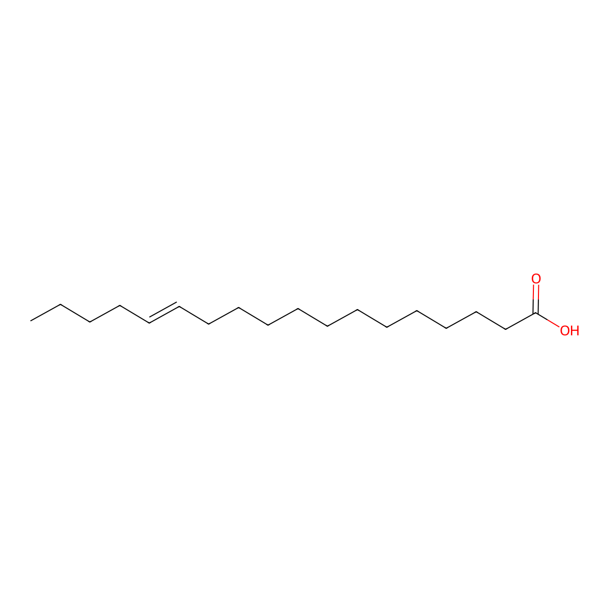 cis-13-Octadecenoic acid molecular structure, CAS 13126-39-1
