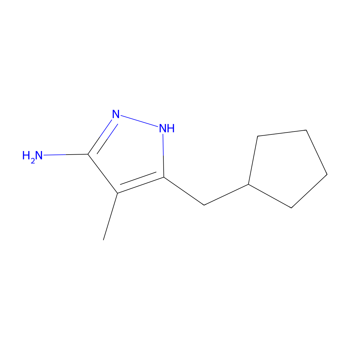 3-(Cyclopentylmethyl)-4-methyl-1H-pyrazol-5-amine molecular structure, CAS 1312601-98-1