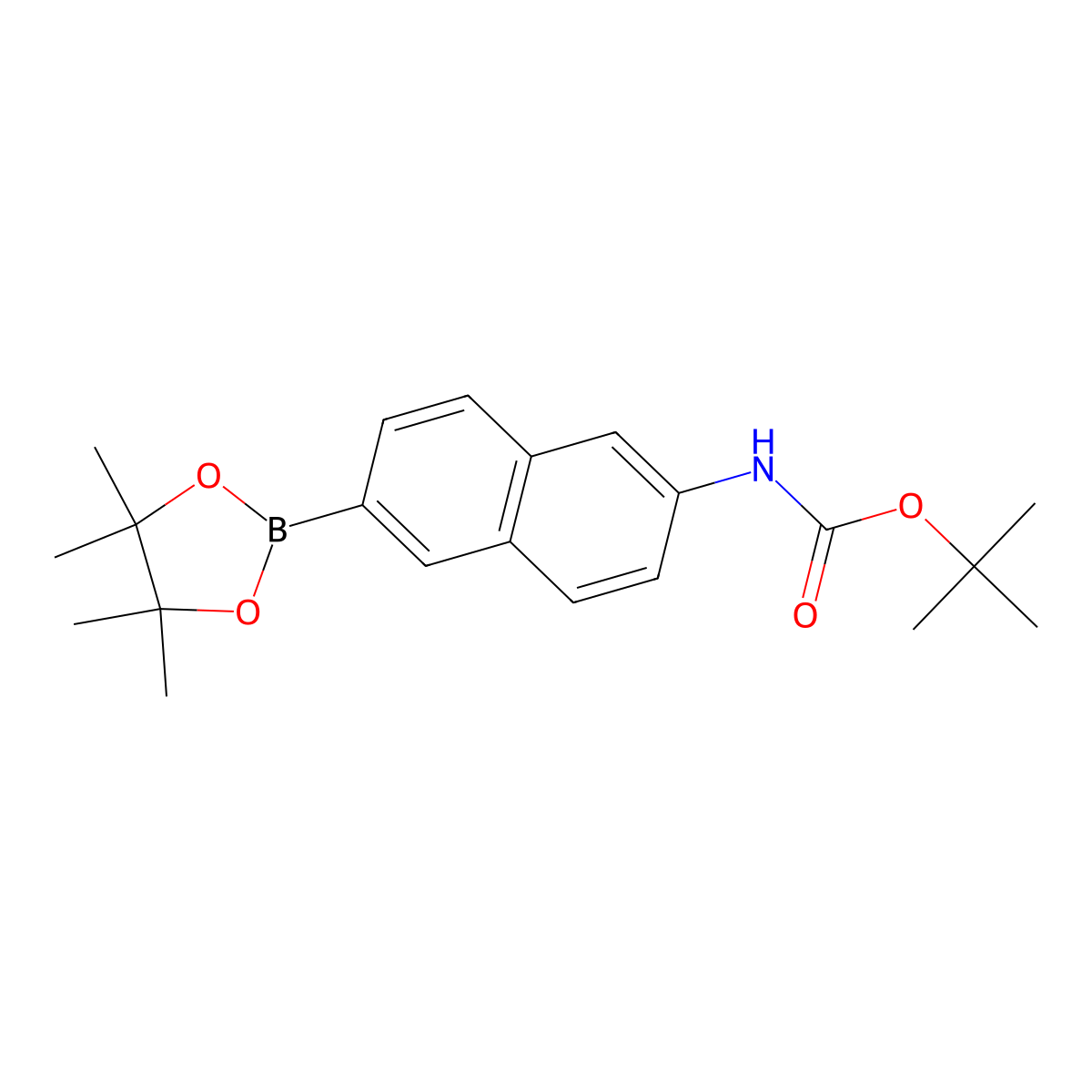 Tert-butyl 6-(4,4,5,5-tetramethyl-1,3,2-dioxaborolan-2-YL)naphthalen-2-ylcarbamate molecular structure, CAS 1312611-41-8