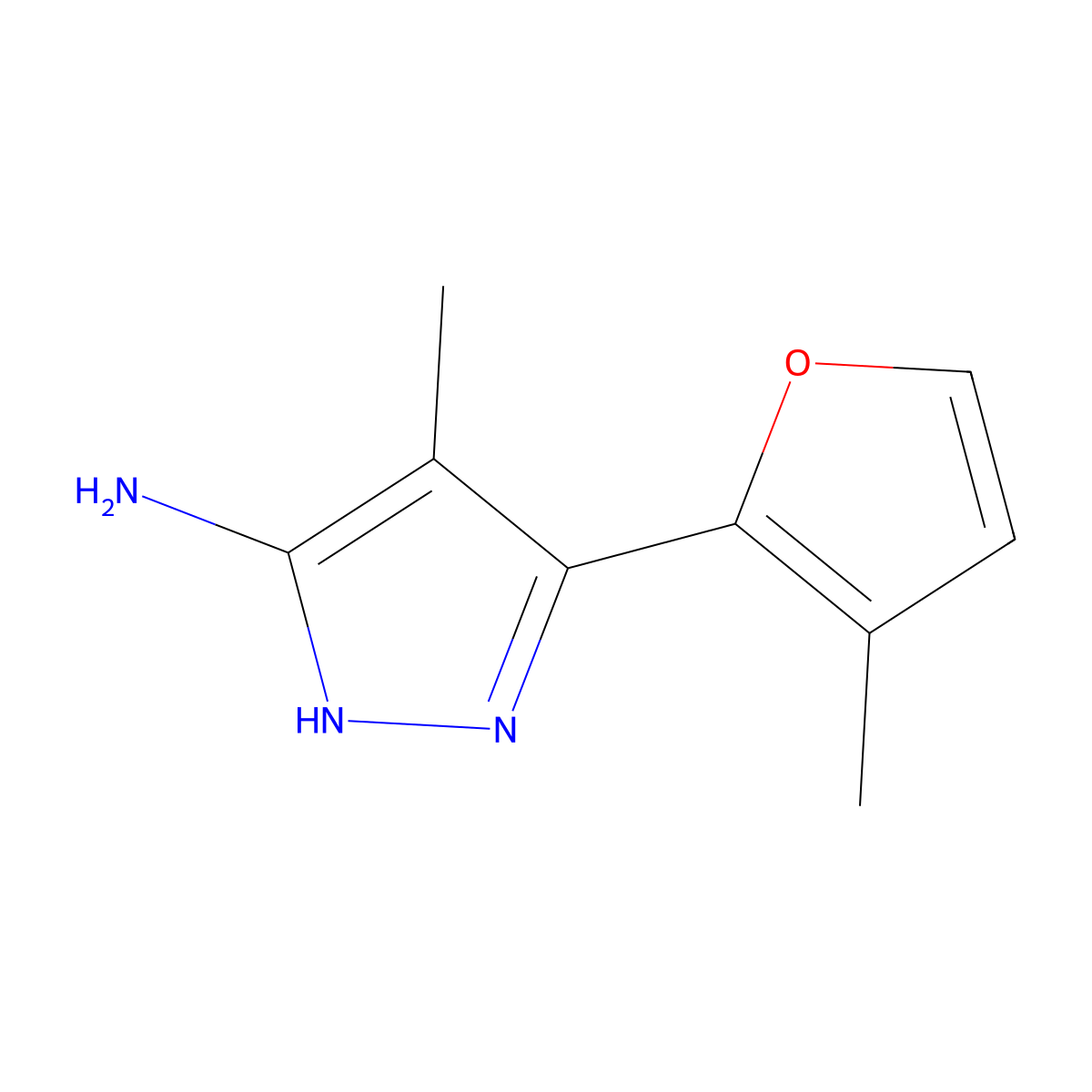 4-Methyl-3-(3-methylfuran-2-YL)-1H-pyrazol-5-amine molecular structure, CAS 1312615-77-2