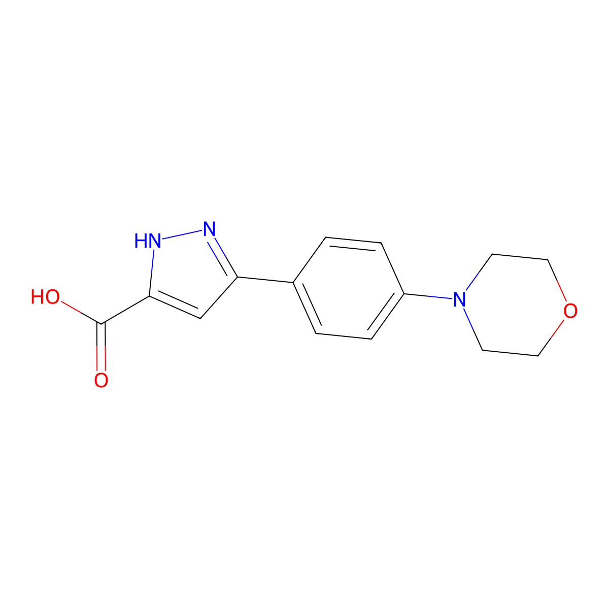 5-(4-Morpholinophenyl)-1h-pyrazole-3-carboxylic acid molecular structure, CAS 1312617-72-3