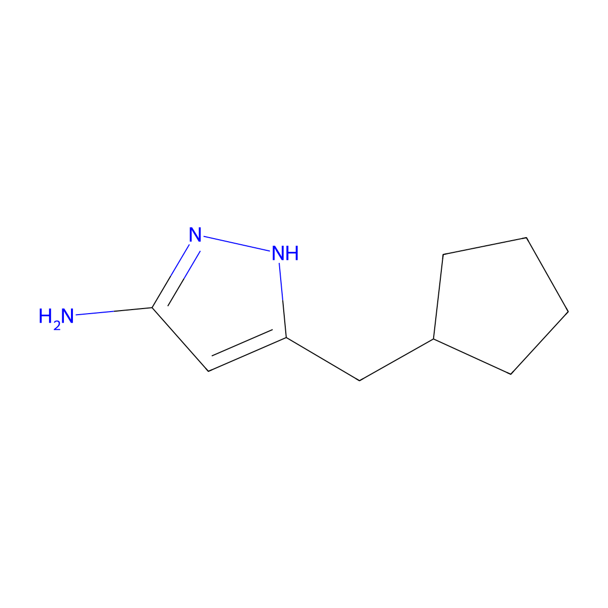 5-(cyclopentylmethyl)-1H-pyrazol-3-amine molecular structure, CAS 1312618-43-1