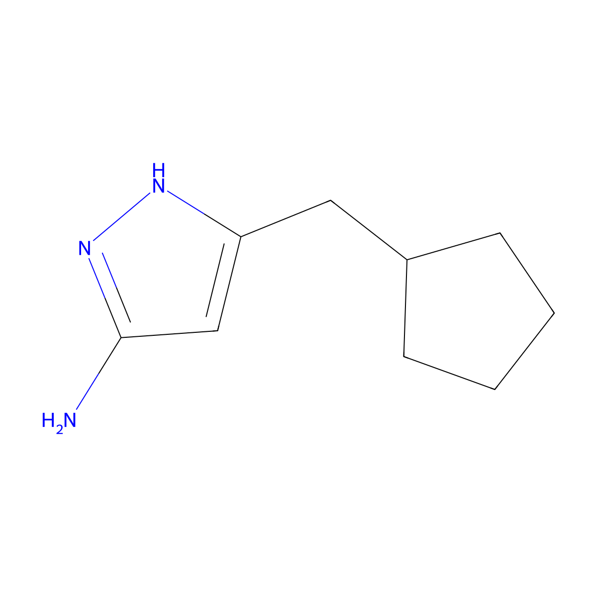 5-(cyclopentylmethyl)-1H-pyrazol-3-amine molecular structure, CAS 1312618-43-1