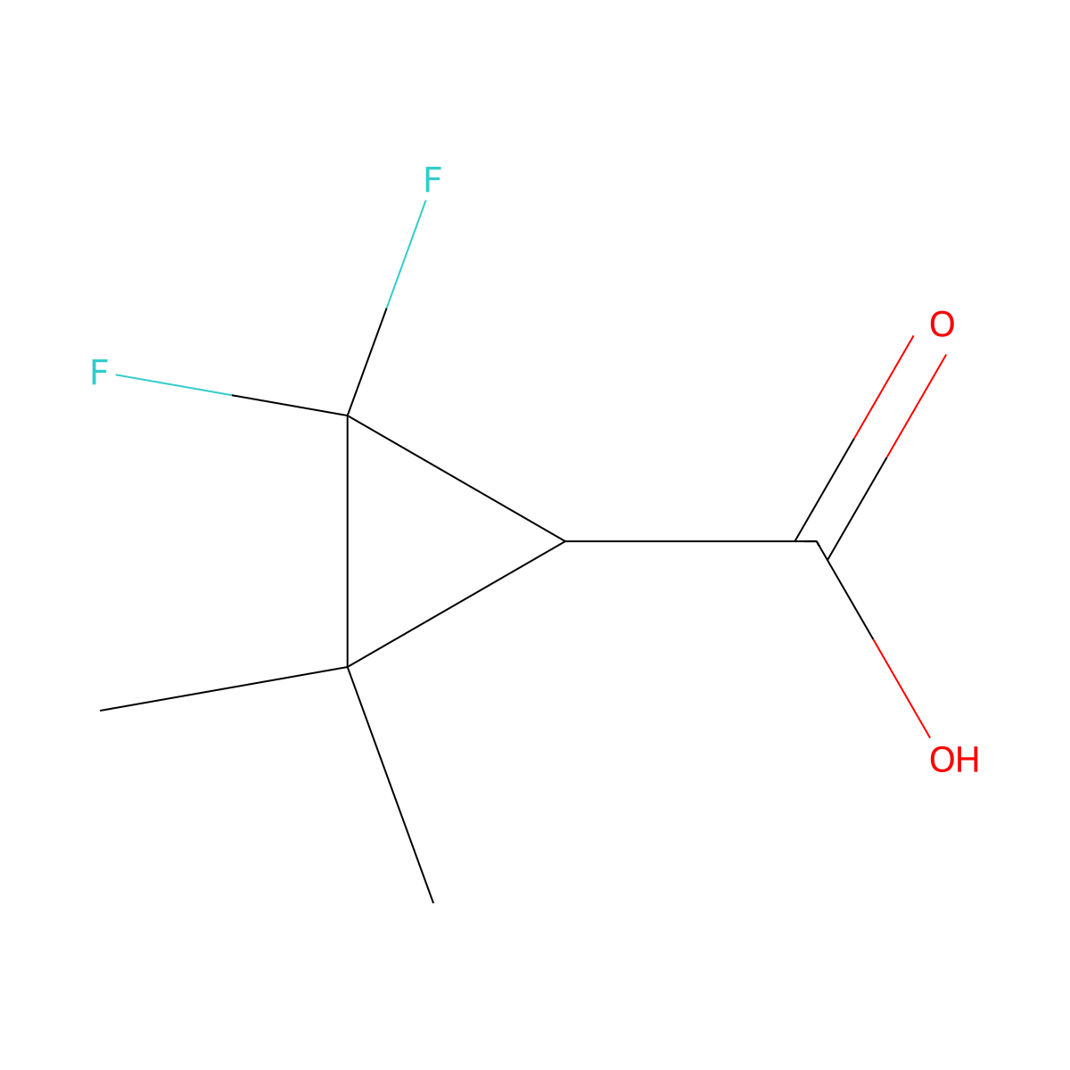 2,2-Difluoro-3,3-dimethylcyclopropane-1-carboxylic acid molecular structure, CAS 131262-35-6