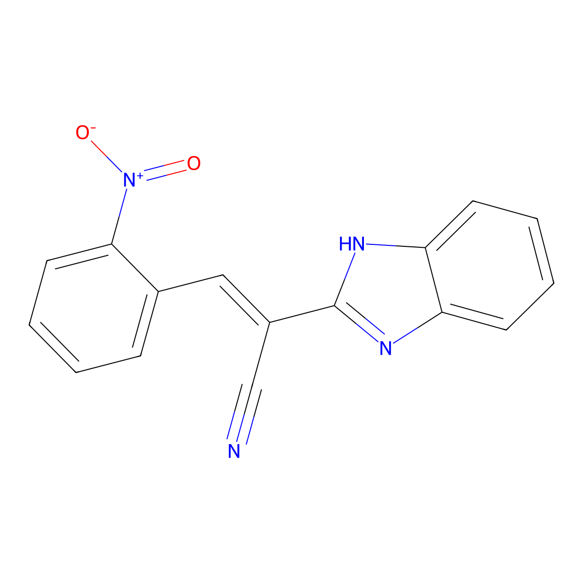 2-(1H-benzimidazol-2-yl)-3-(2-nitrophenyl)prop-2-enenitrile molecular structure, CAS 131263-08-6