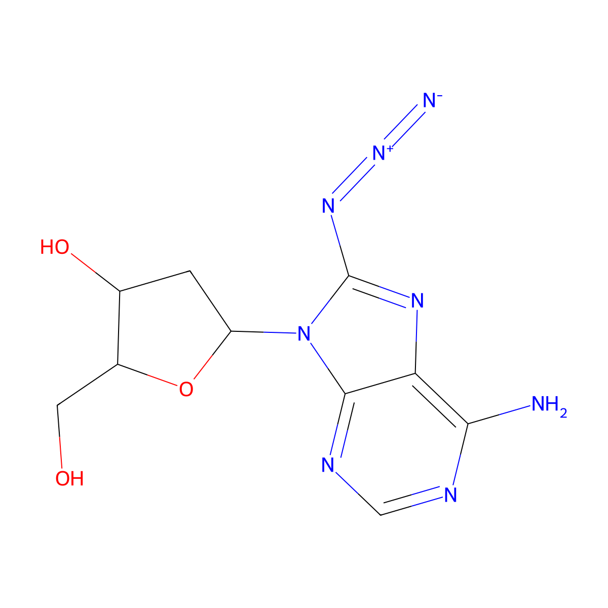 8-Azido-2'-deoxyadenosine molecular structure, CAS 131265-35-5