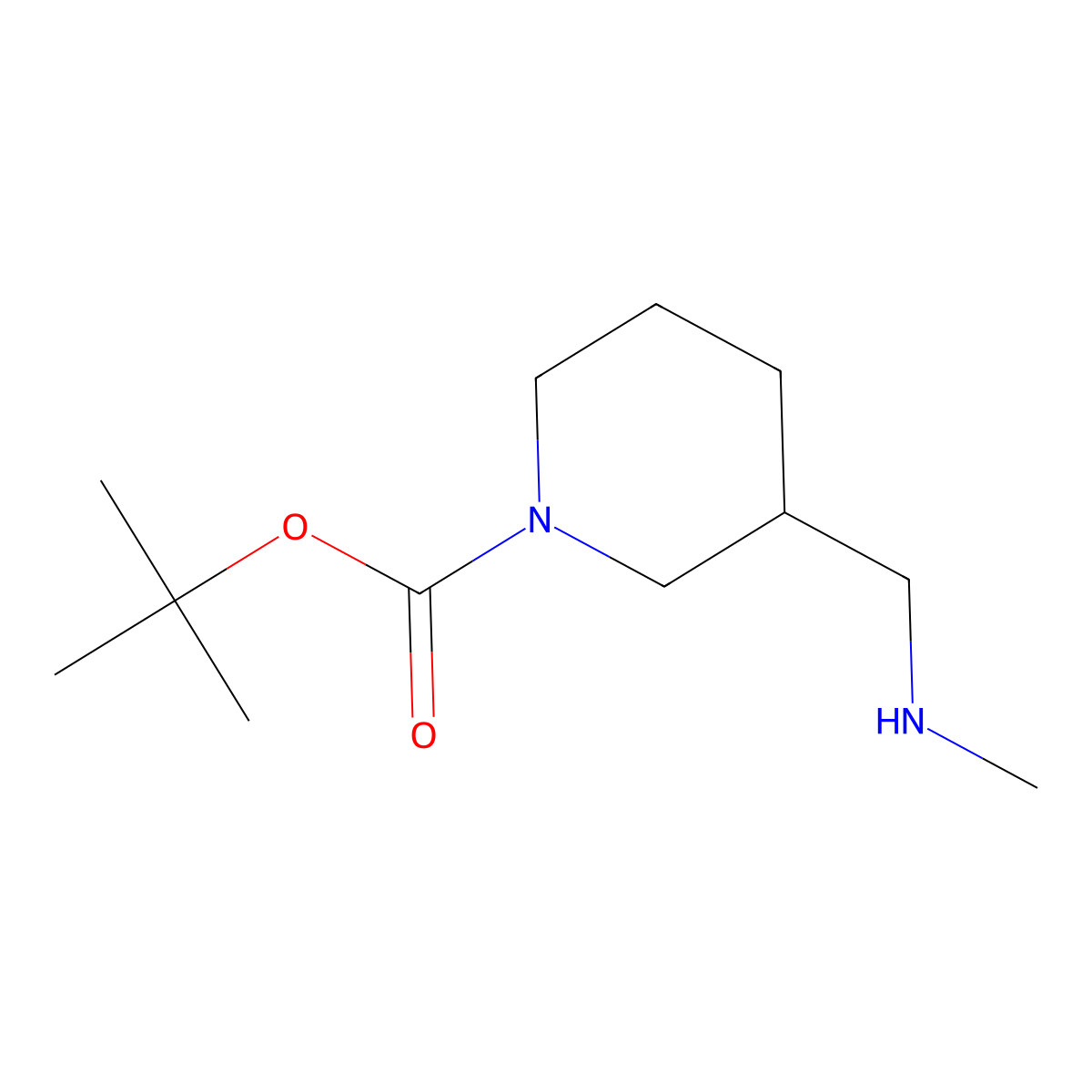 (R)-tert-butyl 3-((methylamino)methyl)piperidine-1-carboxylate molecular structure, CAS 1312663-47-0