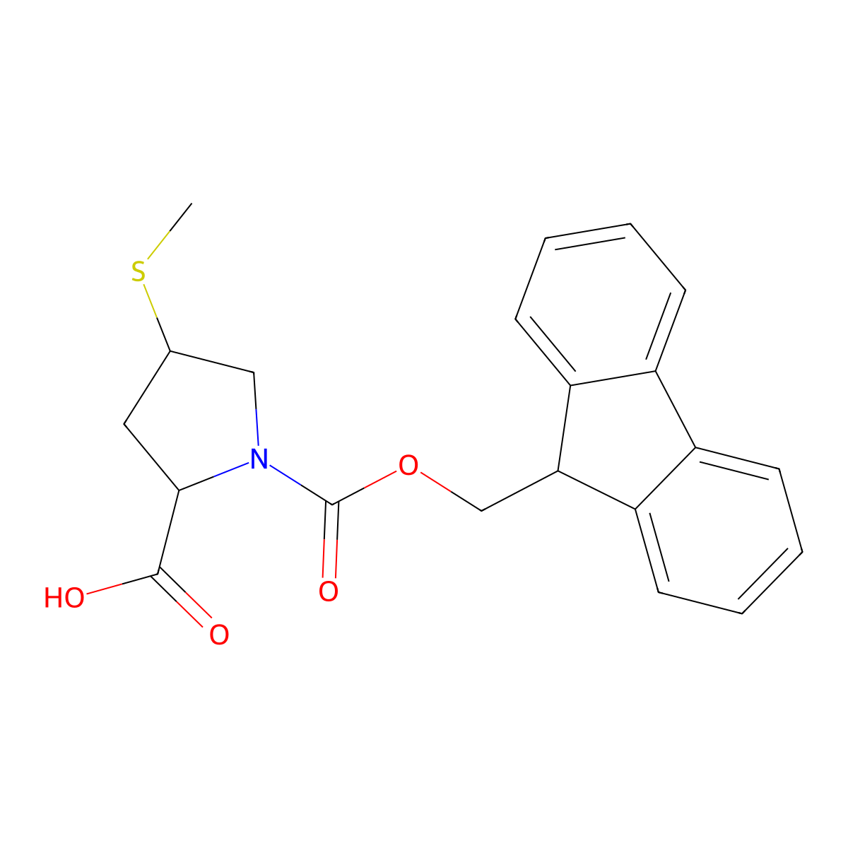 (2S,4R)-1-{[(9H-fluoren-9-yl)methoxy]carbonyl}-4-(methylsulfanyl)pyrrolidine-2-carboxylic acid molecular structure, CAS 1312674-57-9