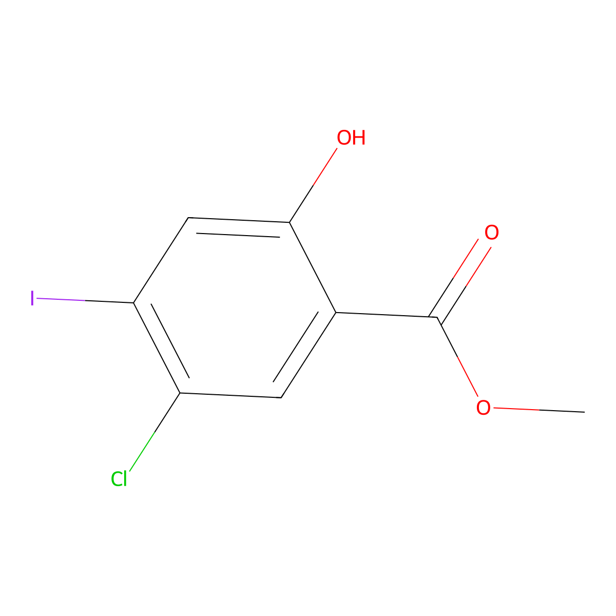 Methyl 5-chloro-2-hydroxy-4-iodobenzoate molecular structure, CAS 1312685-16-7